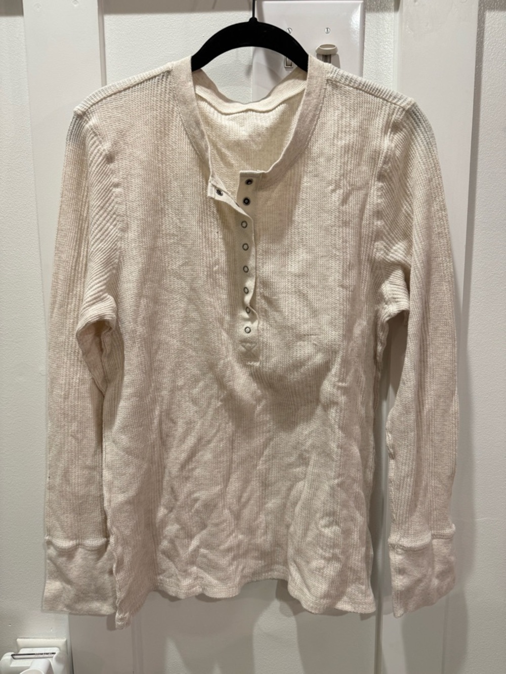 aerie Waffle-Knit Pajama Top, Oatmeal Color